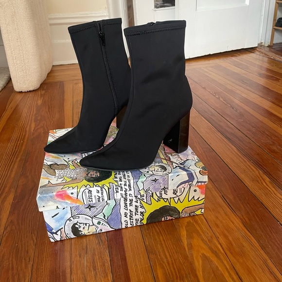 Jeffrey Campbell Black Heeled Boots - Picture 1 of 7